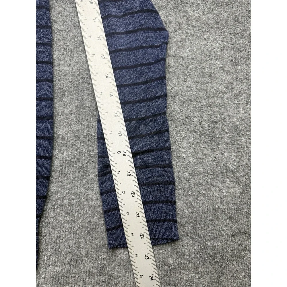 Banana Republic Sweater Men Medium Blue Merino Wool Striped V Neck Navy Baruffa